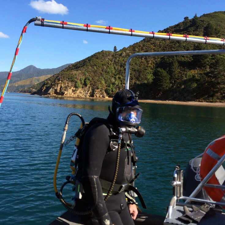 NZ-Sea-Cucumber-Diver-on-our-dive-vessel-the-Goliath NZ Sea Cucumber Diver on our dive vessel the Goliath